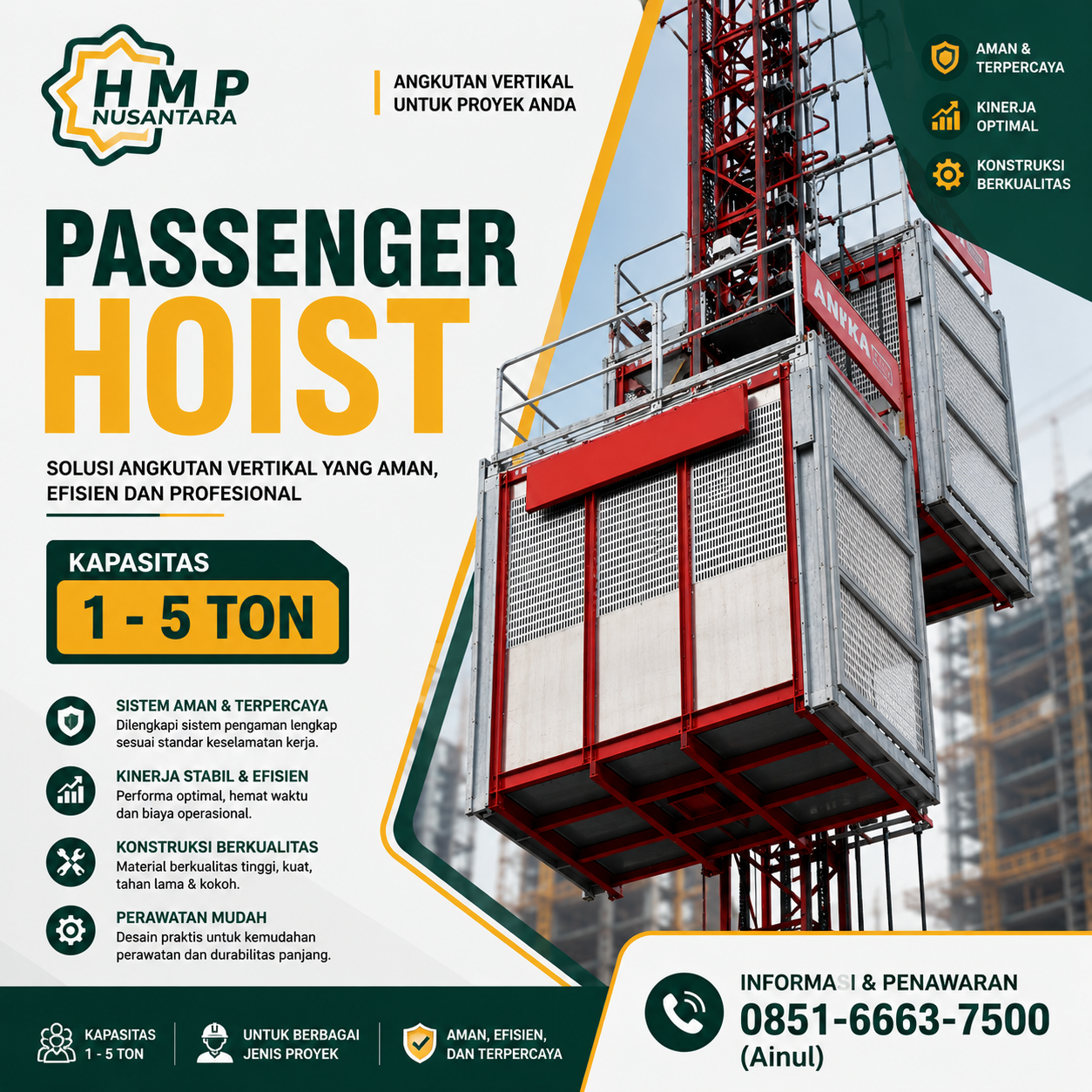 Sewa Passenger Hoist Sabang