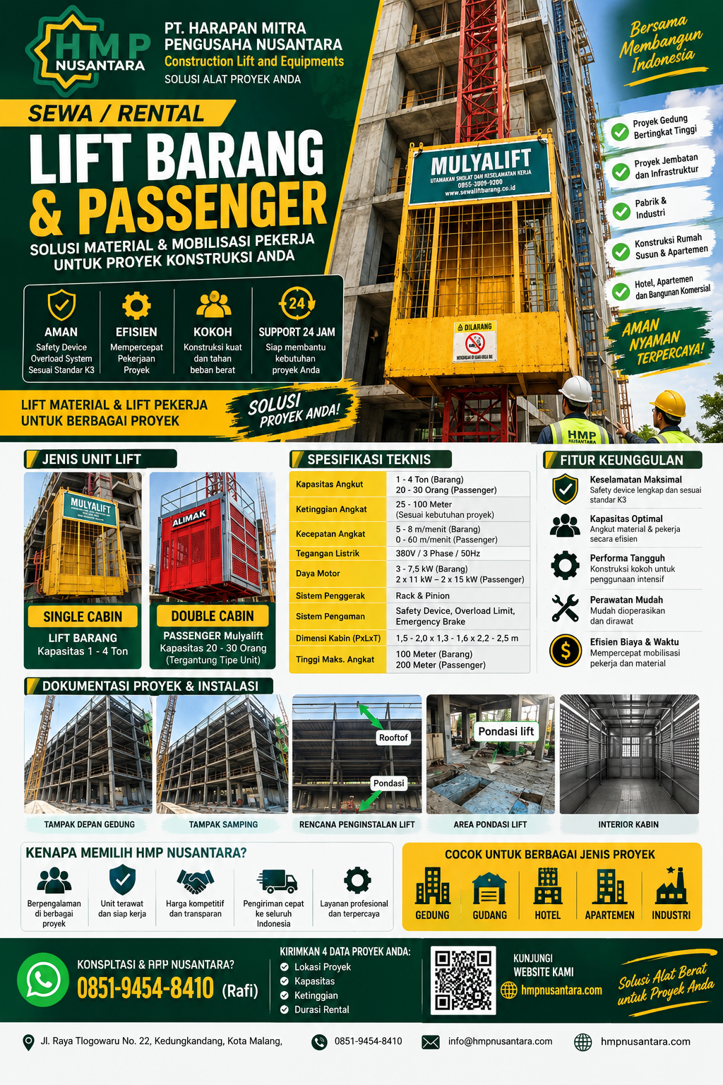 Sewa Lift Proyek Muaro Jambi