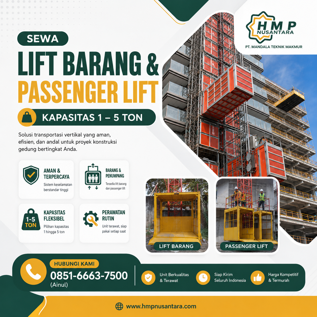 Sewa Lift Barang dan Passenger Hoist Banda Aceh