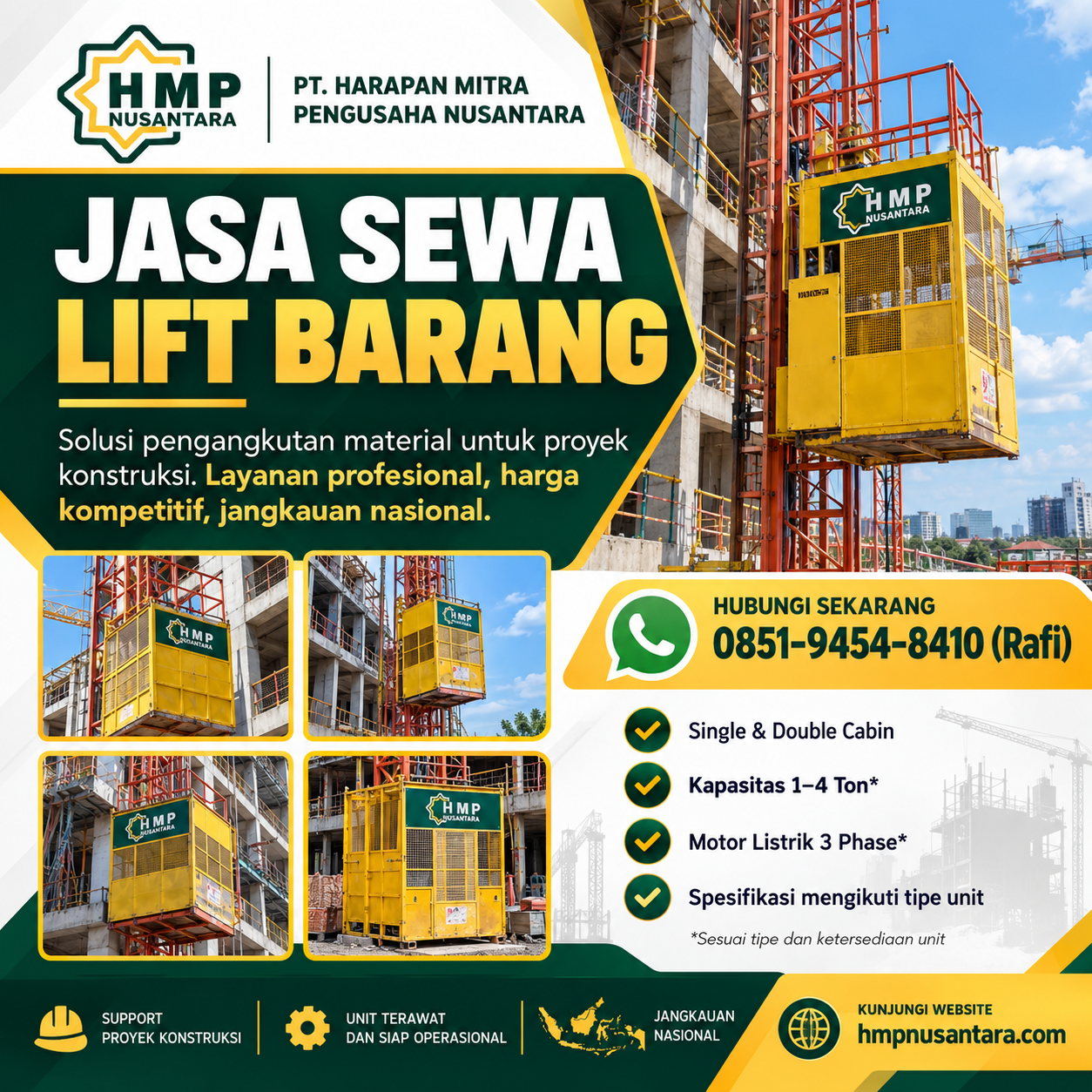 Sewa Lift Material Tana Tidung untuk Gedung Bertingkat - HMP Nusantara
